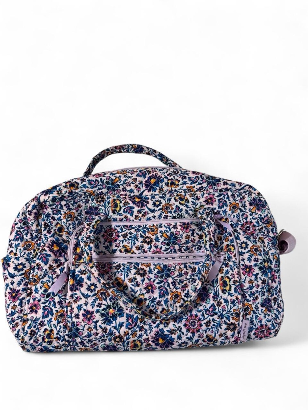 Vera Bradley Lavender Floral Quilted Travel Bag with Multicolor Blooms